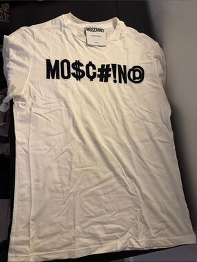 Moschino White T-Shirt with Black Graphic Logo